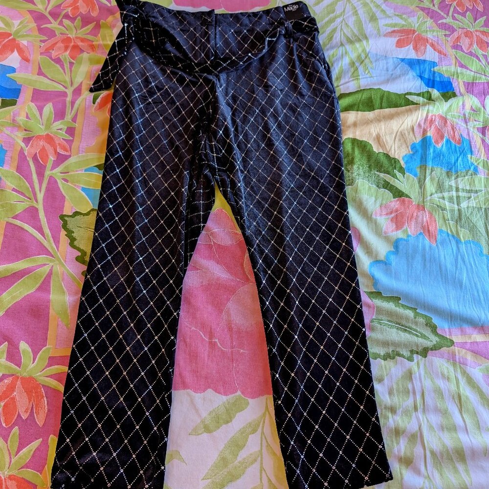 Madie Pant Stretch Size 12 Black & Silver Seventh Avenue Design Studio NY&C NWT
